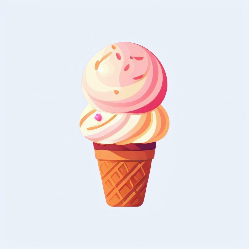 AI generated Ice Cream Icon Clip Art Sticker Decoration Simple Background photo