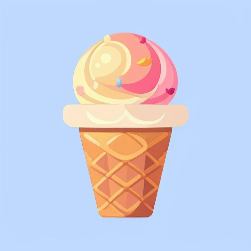 AI generated Ice Cream Icon Clip Art Sticker Decoration Simple Background photo