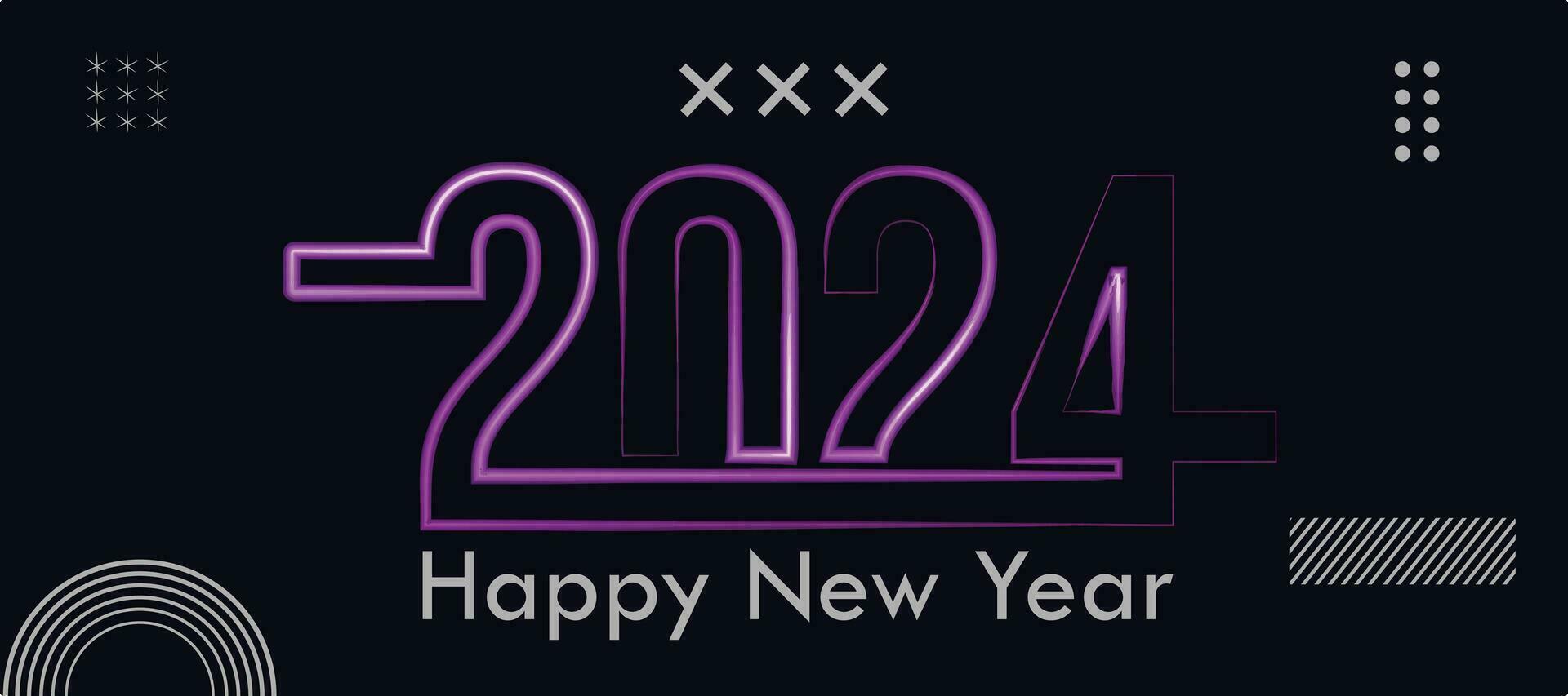 2024 Happy New Year clock countdown background. Gold glitter shining in light with sparkles abstract celebration. Greeting festive card vector illustration. Merry holiday poster or wallpaper design