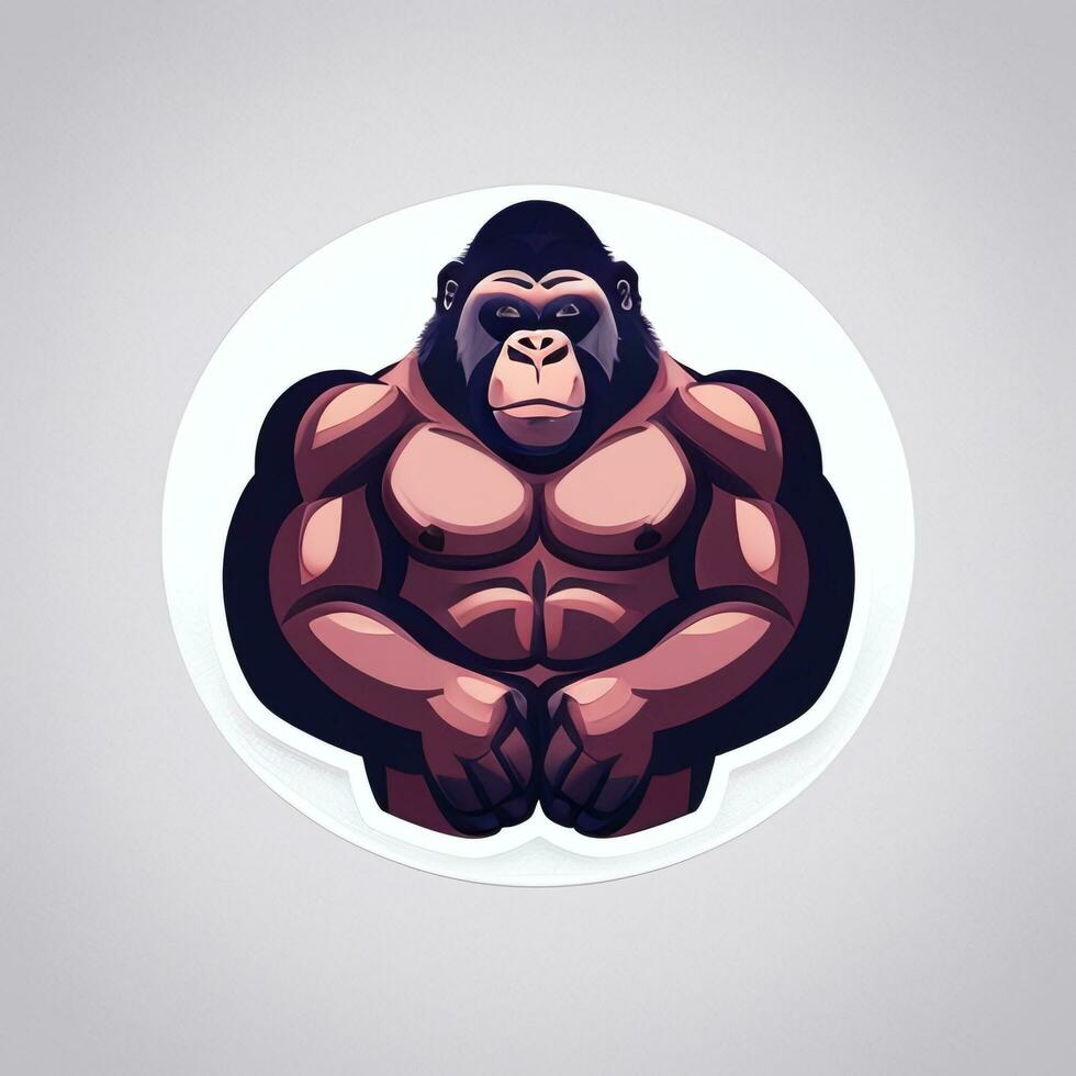 AI generated Gorilla Icon Avatar Gamer Clip Art Sticker Decoration Simple Background photo