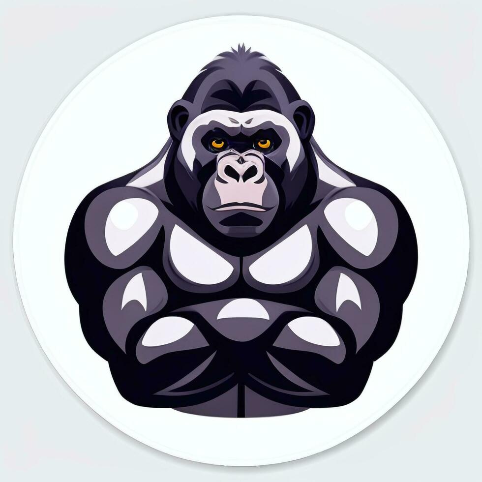 AI generated Gorilla Icon Avatar Gamer Clip Art Sticker Decoration Simple Background photo