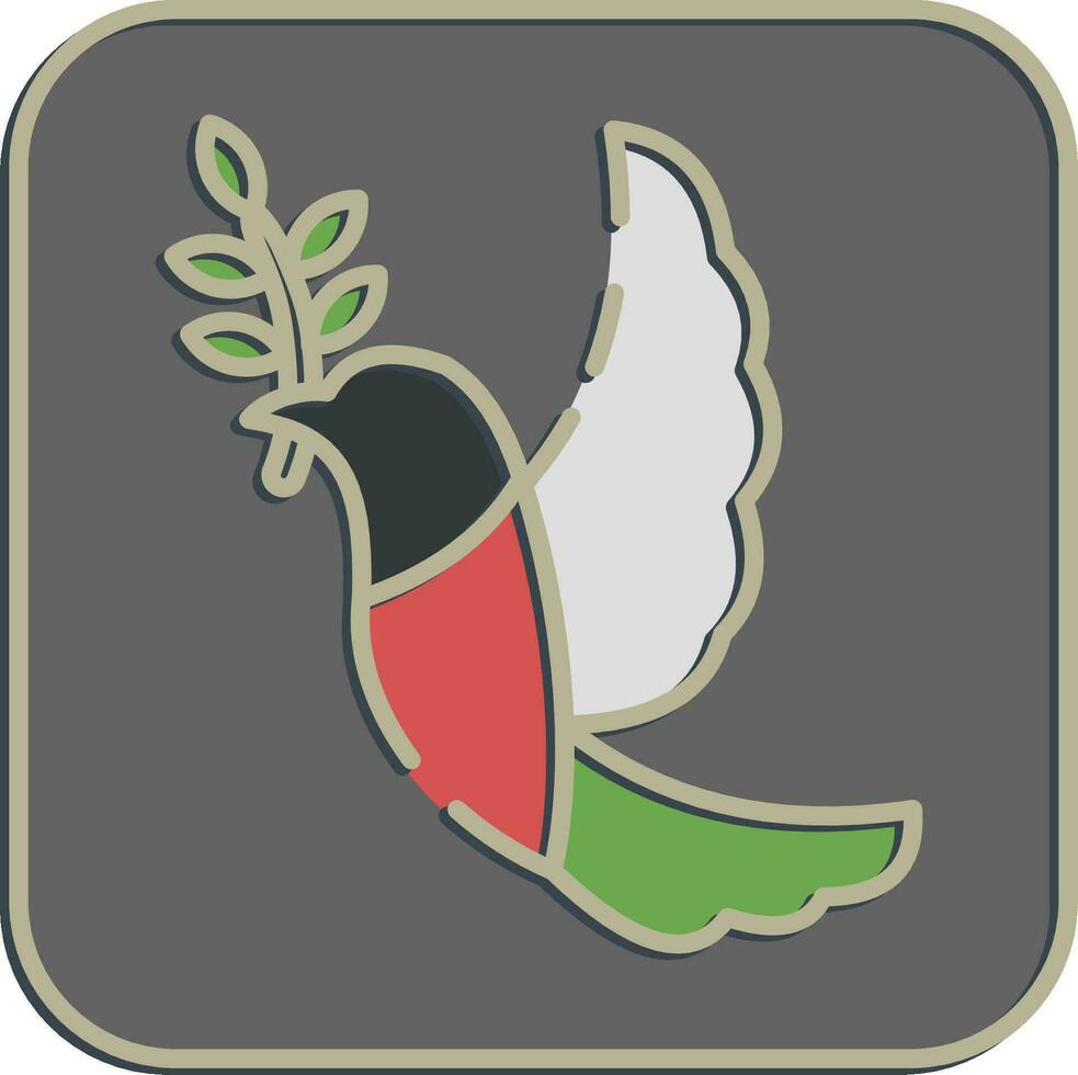 Icon a dove carrying an olive branch. Palestine elements. Icons in embossed style. Good for prints, posters, logo, infographics, etc. vector