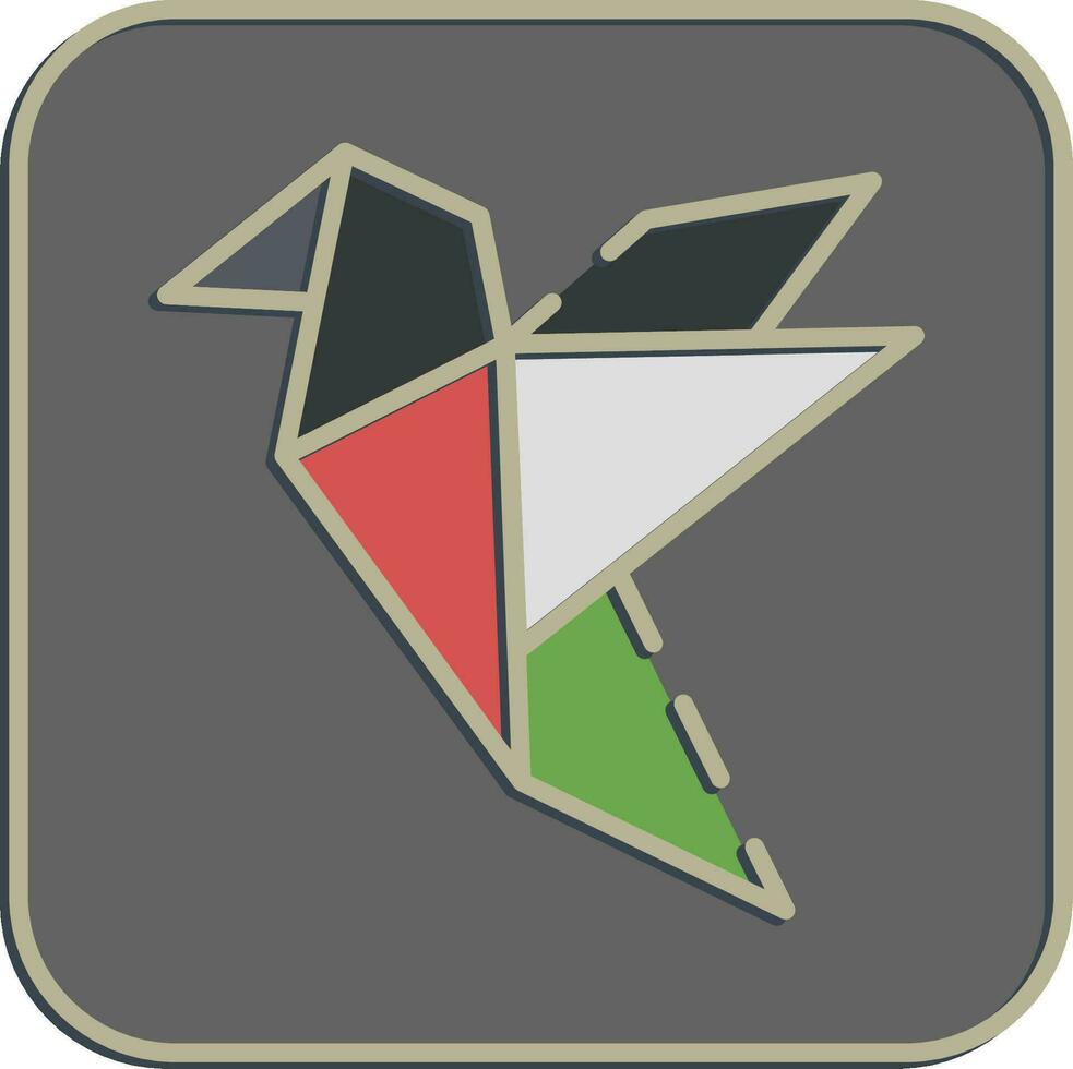 Icon dove origami. Palestine elements. Icons in embossed style. Good for prints, posters, logo, infographics, etc. vector