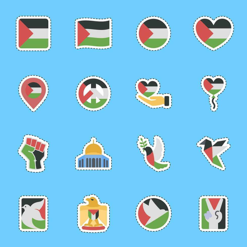Cutting line sticker set of palestine. Palestine elements. Good for prints, posters, logo, infographics, etc. vector