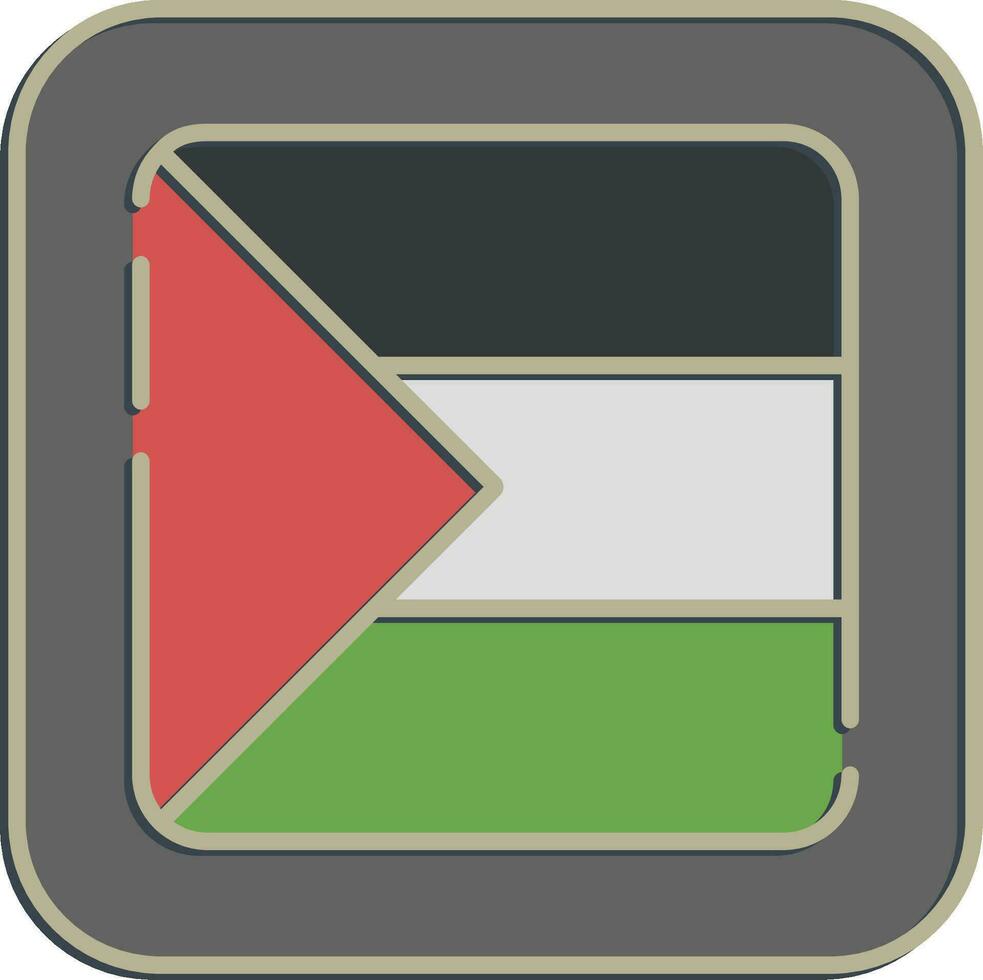 Icon square palestine flag. Palestine elements. Icons in embossed style. Good for prints, posters, logo, infographics, etc. vector