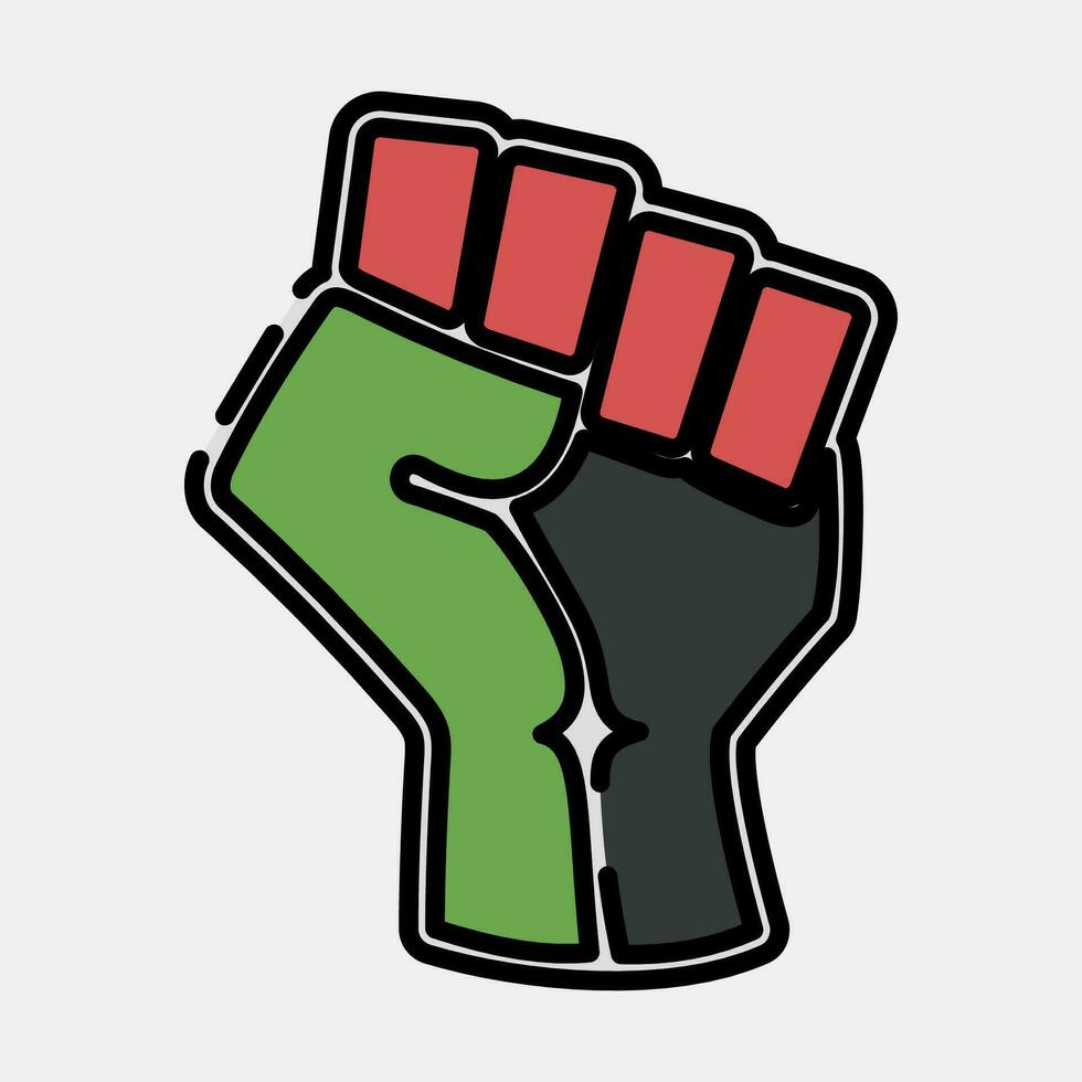 Icon raised hand with clenched. Palestine elements. Icons in filled line style. Good for prints, posters, logo, infographics, etc. vector