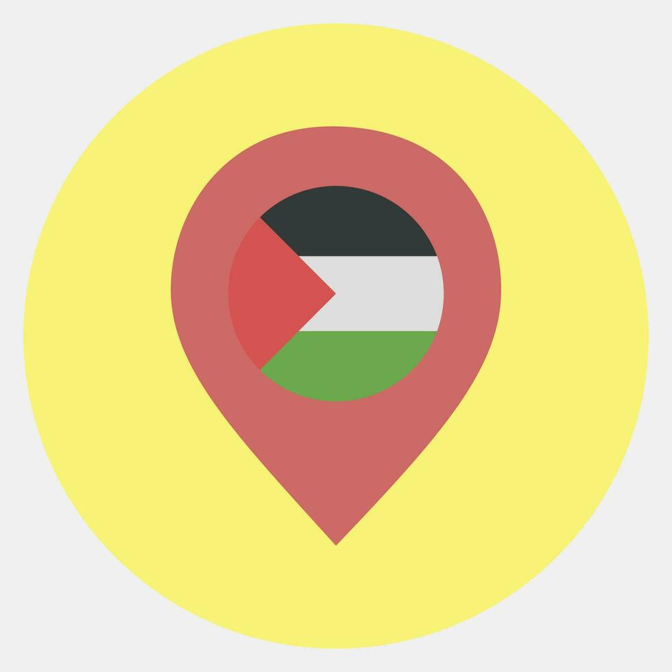 Icon palestine pin location. Palestine elements. Icons in color mate style. Good for prints, posters, logo, infographics, etc. vector