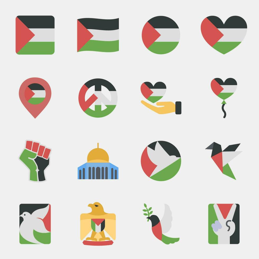 Icon set of palestine. Palestine elements. Icons in flat style. Good for prints, posters, logo, infographics, etc. vector