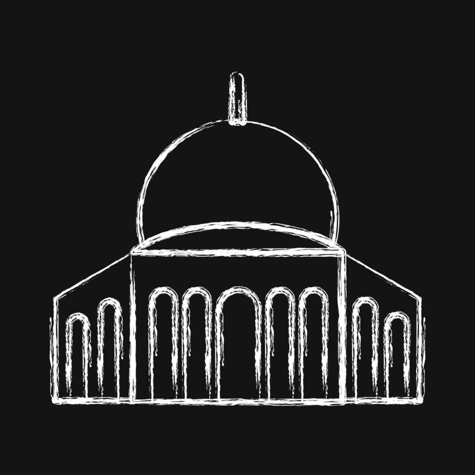 Icon mosque. Palestine elements. Icons in chalk style. Good for prints, posters, logo, infographics, etc. vector