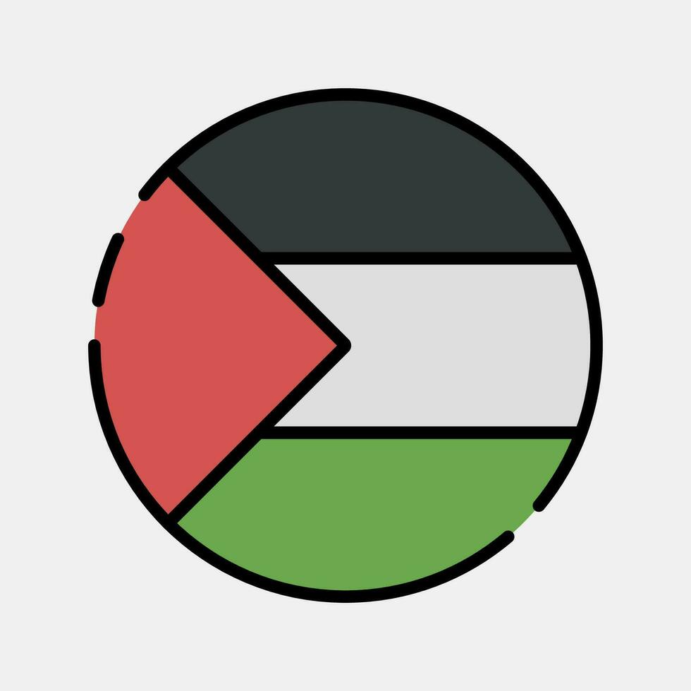 Icon round palestine flag. Palestine elements. Icons in filled line style. Good for prints, posters, logo, infographics, etc. vector