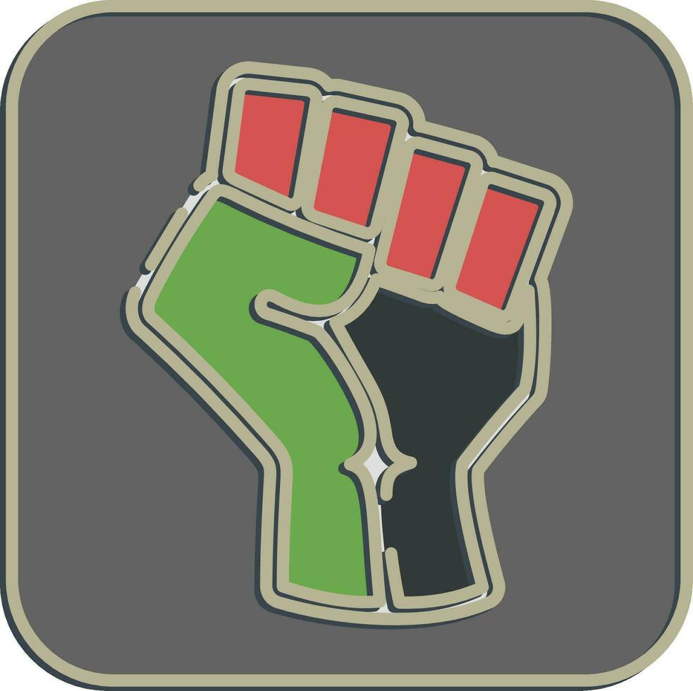 Icon raised hand with clenched. Palestine elements. Icons in embossed style. Good for prints, posters, logo, infographics, etc. vector