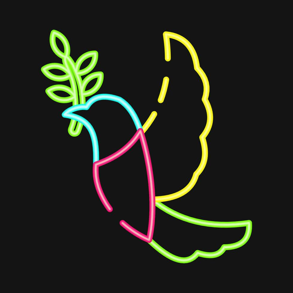Icon a dove carrying an olive branch. Palestine elements. Icons in neon style. Good for prints, posters, logo, infographics, etc. vector