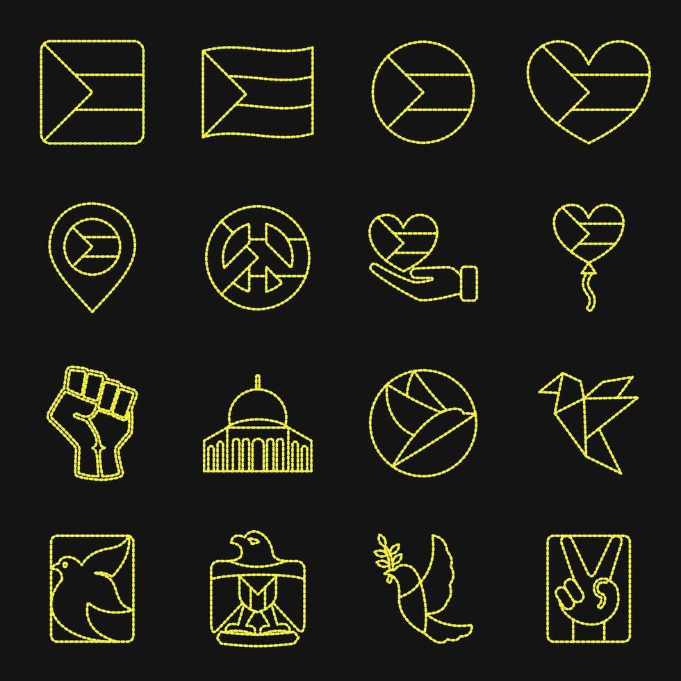 Icon set of palestine. Palestine elements. Icons in dotted style. Good for prints, posters, logo, infographics, etc. vector
