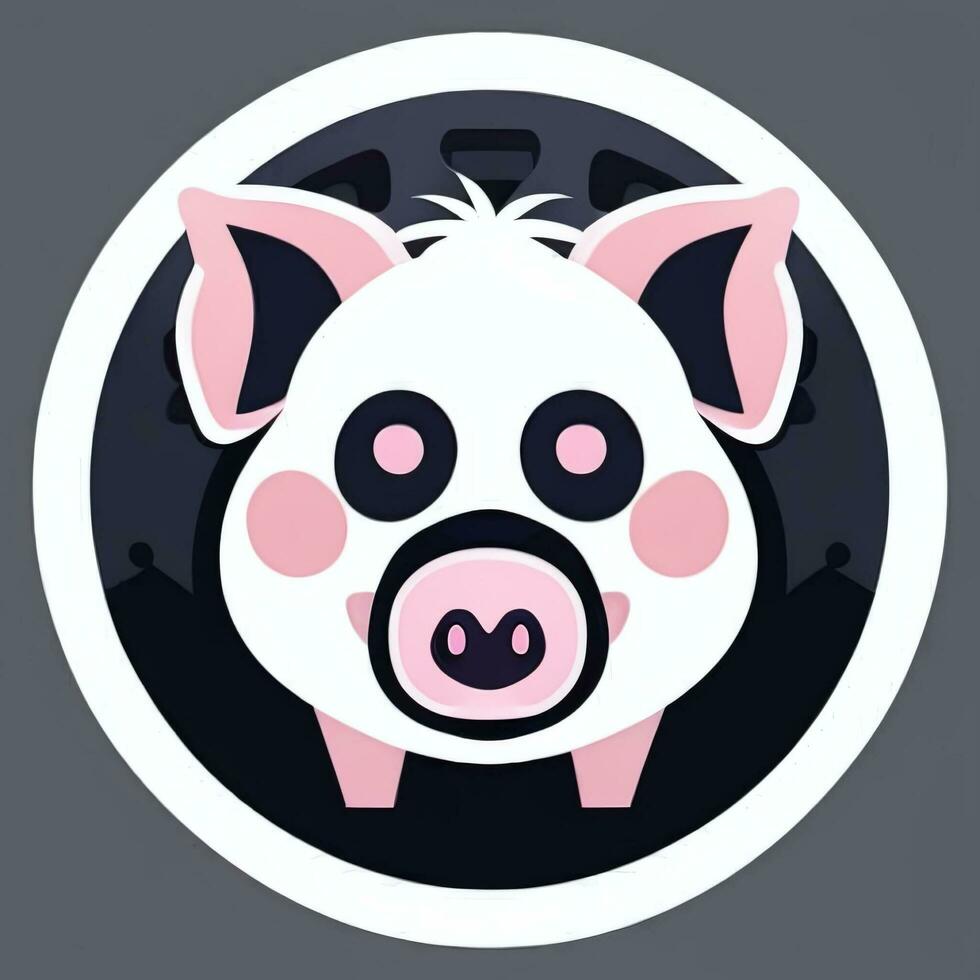 AI generated Pig Icon Avatar Gamer Clip Art Sticker Decoration Simple Background photo