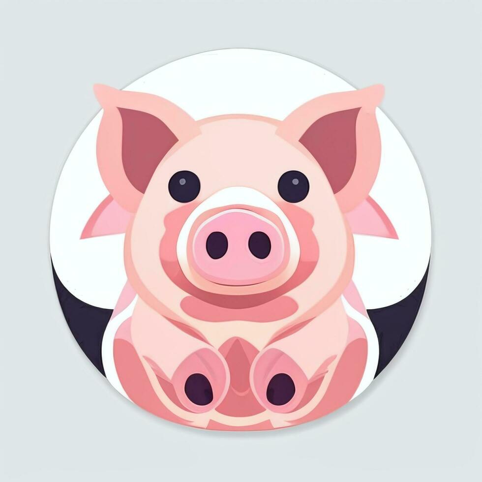 AI generated Pig Icon Avatar Gamer Clip Art Sticker Decoration Simple Background photo