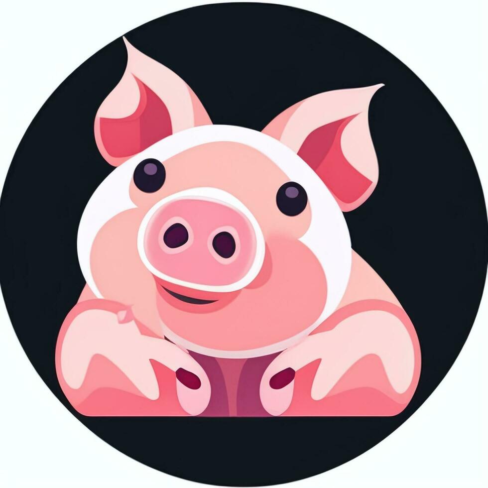 AI generated Pig Icon Avatar Gamer Clip Art Sticker Decoration Simple Background photo