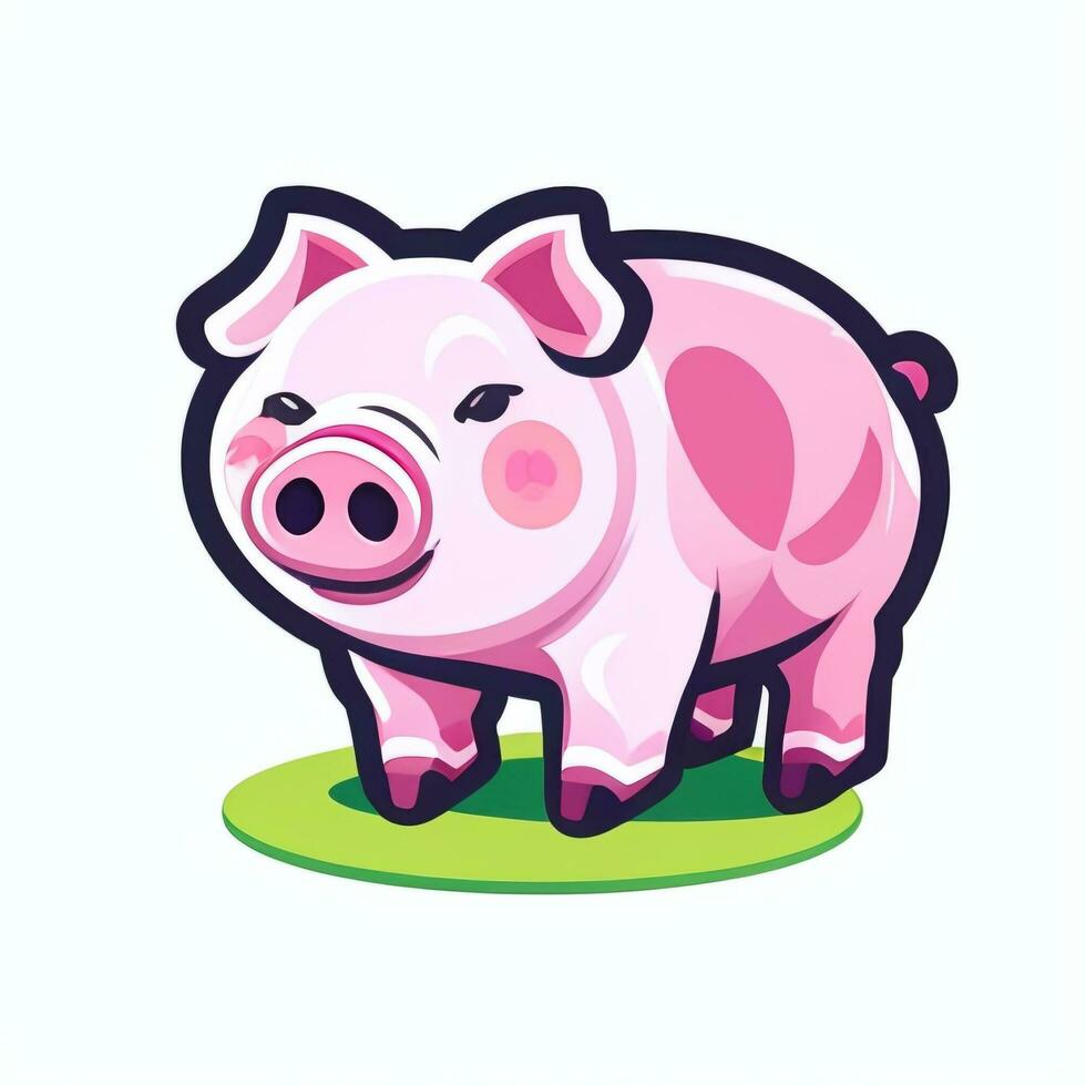 AI generated Pig Icon Avatar Gamer Clip Art Sticker Decoration Simple Background photo