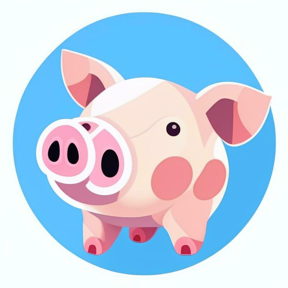 AI generated Pig Icon Avatar Gamer Clip Art Sticker Decoration Simple Background photo