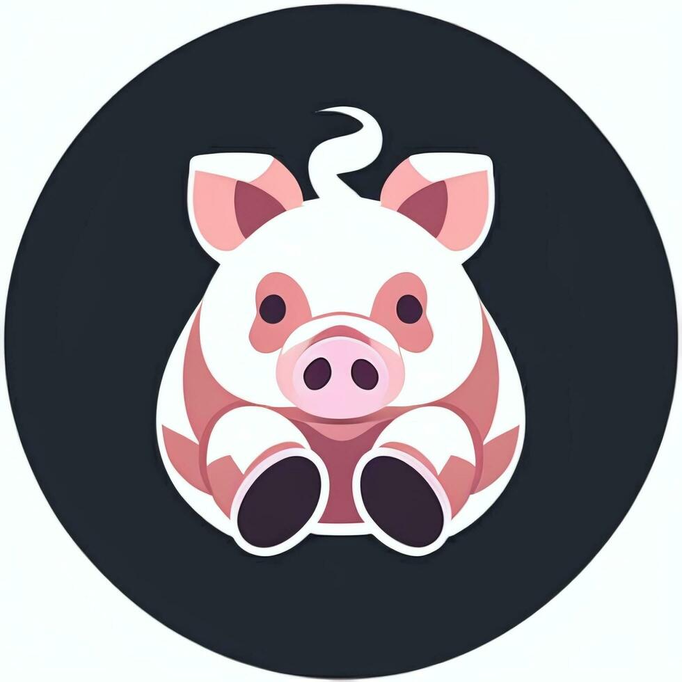 AI generated Pig Icon Avatar Gamer Clip Art Sticker Decoration Simple Background photo