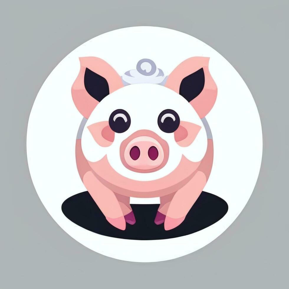 AI generated Pig Icon Avatar Gamer Clip Art Sticker Decoration Simple Background photo