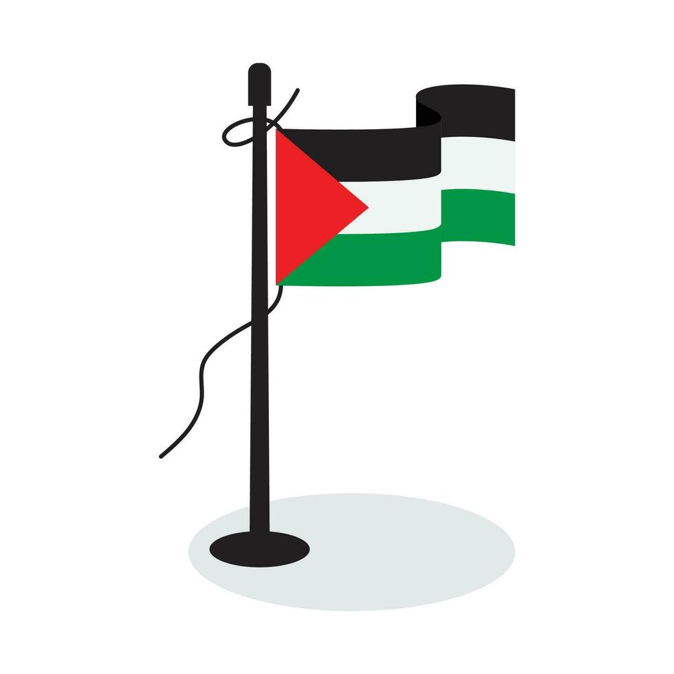 national flag of palestine with pole and waving icon vector illustration design