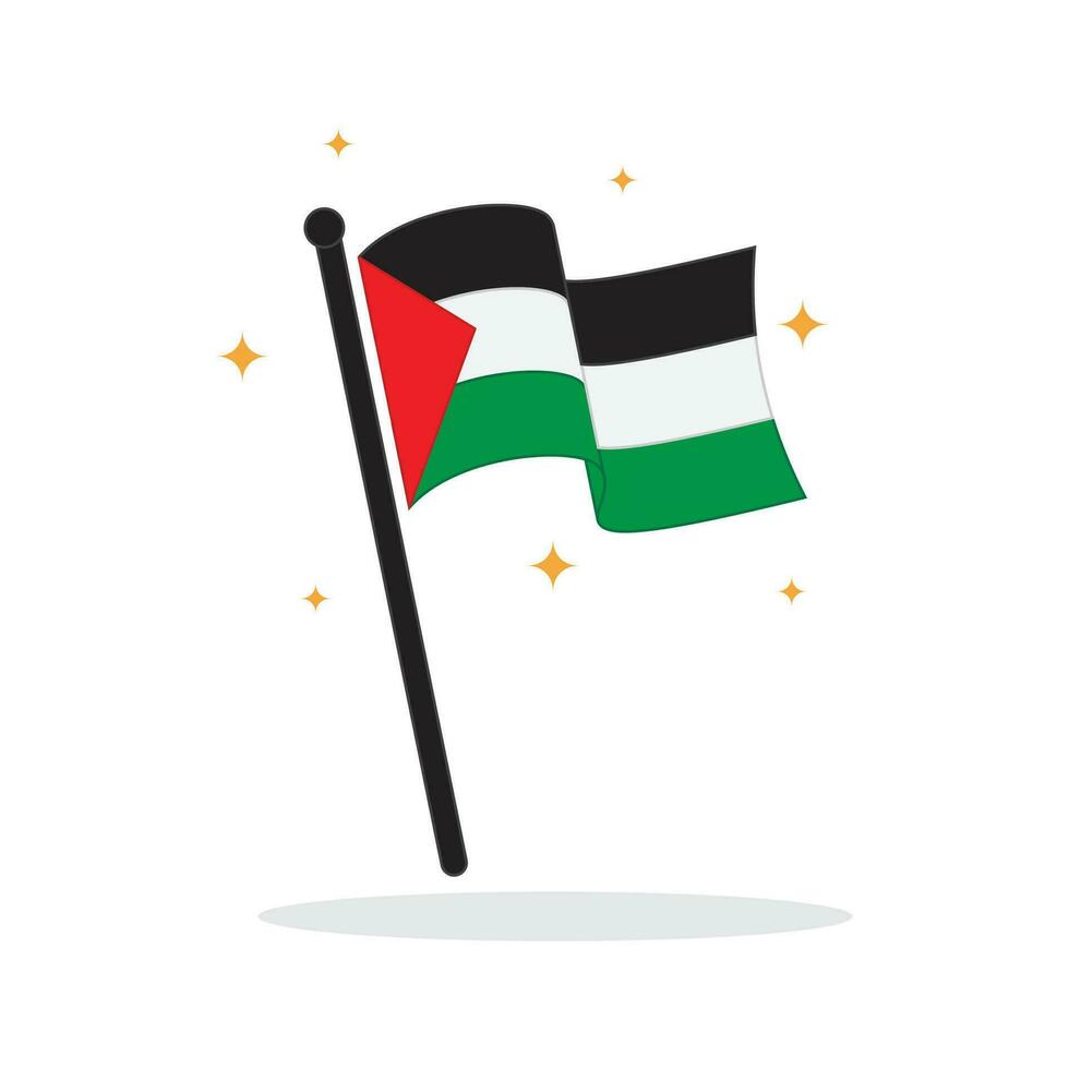 national flag of palestine with pole and spark icon vector illustration design