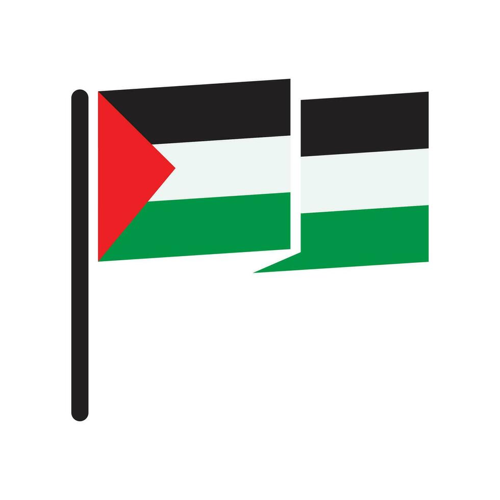 flag of palestine with pole icon logo flat vector illustration design for poster banner