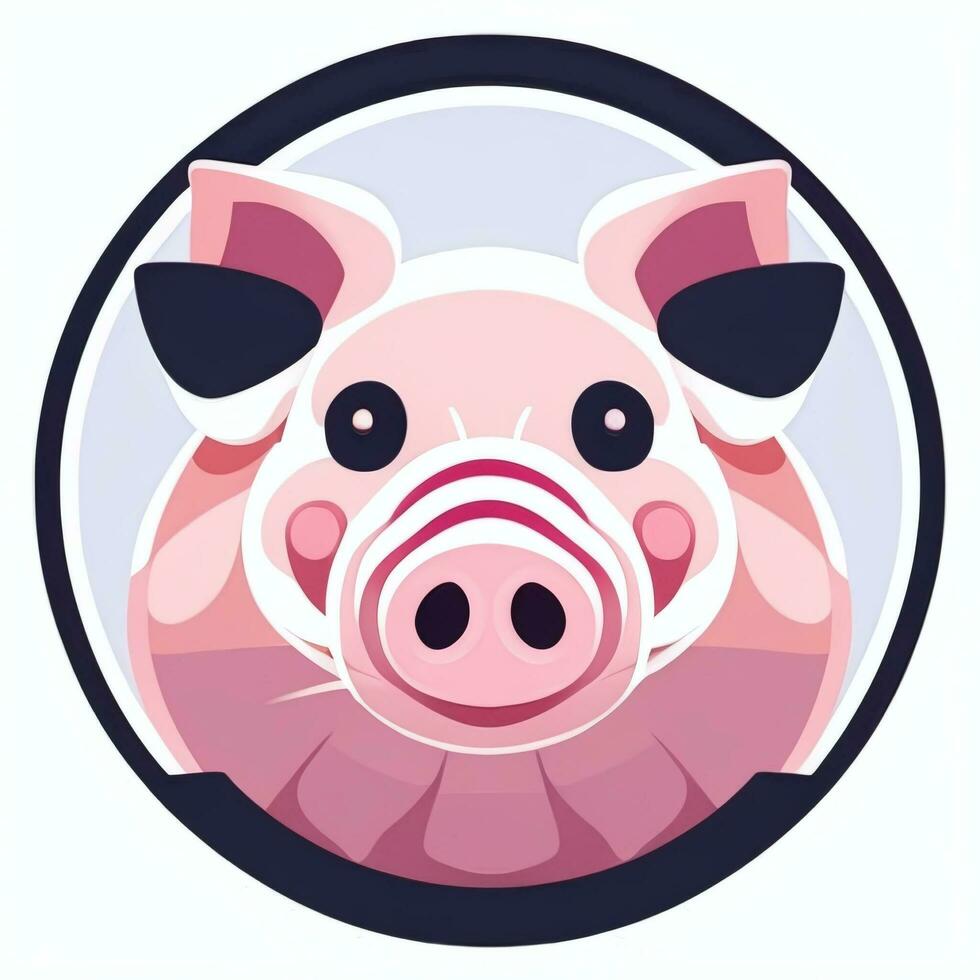 AI generated Pig Icon Avatar Gamer Clip Art Sticker Decoration Simple Background photo
