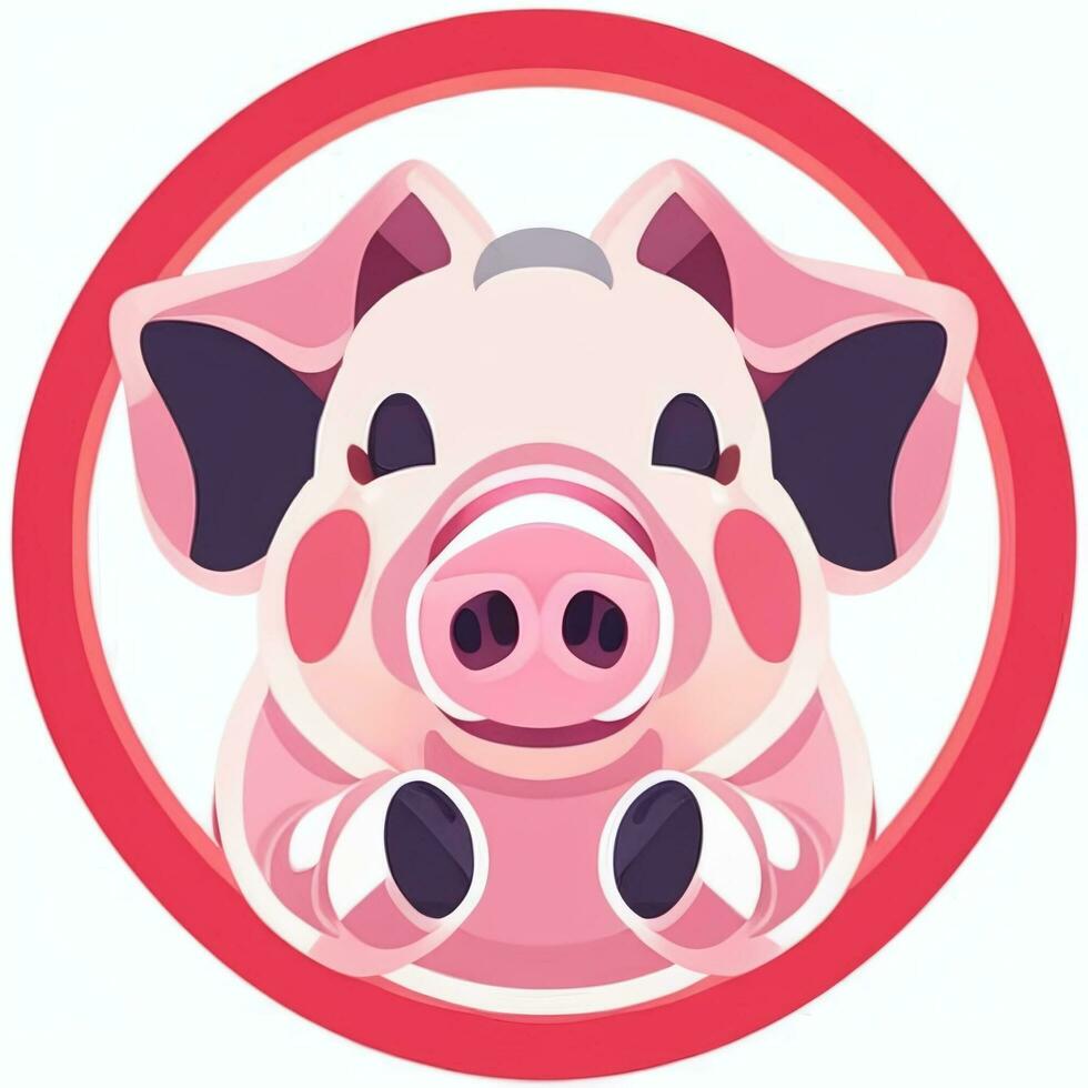 AI generated Pig Icon Avatar Gamer Clip Art Sticker Decoration Simple Background photo