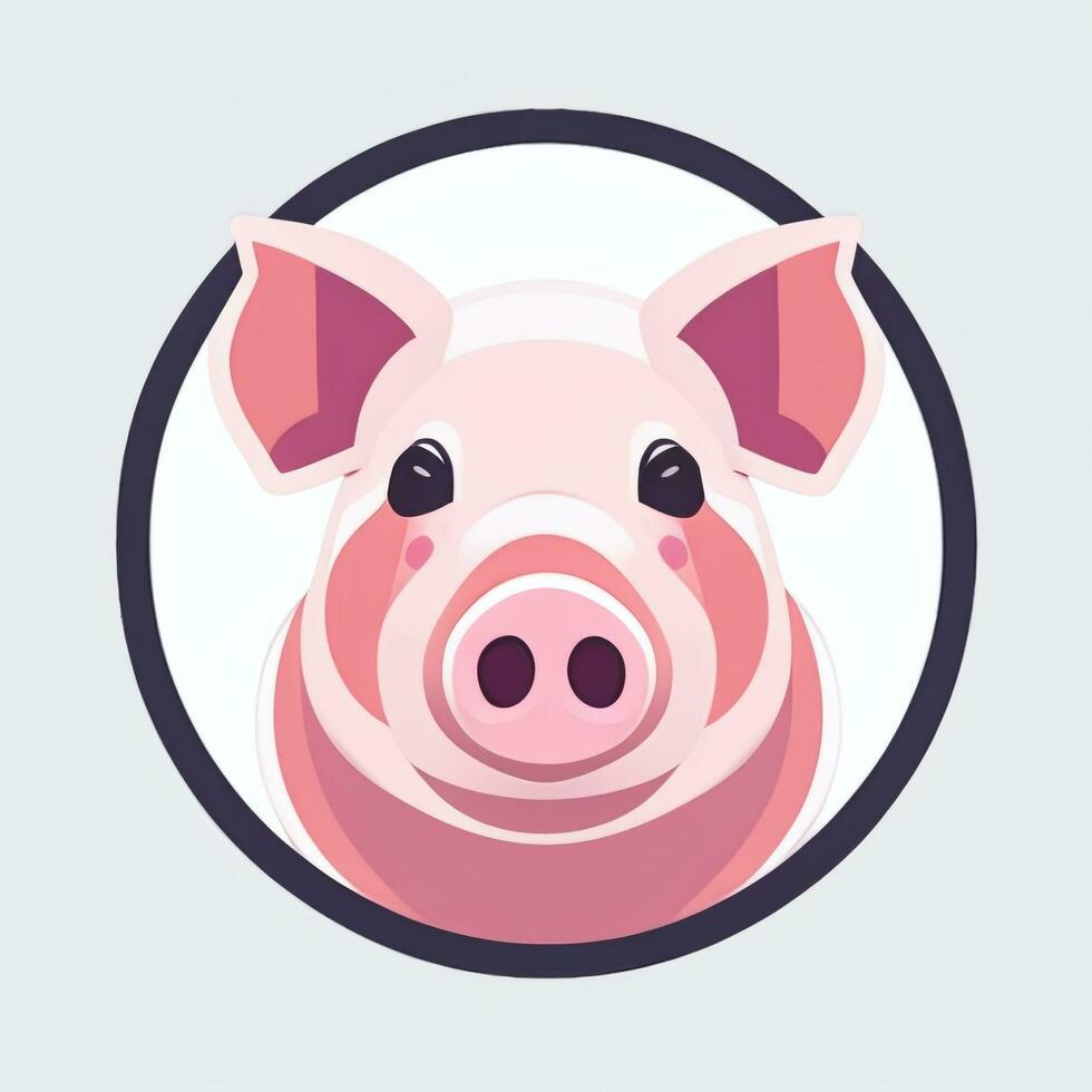 AI generated Pig Icon Avatar Gamer Clip Art Sticker Decoration Simple Background photo