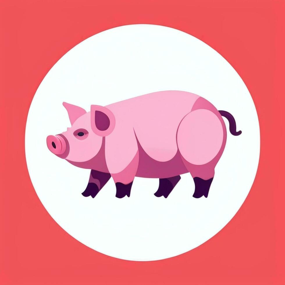 AI generated Pig Icon Avatar Gamer Clip Art Sticker Decoration Simple Background photo