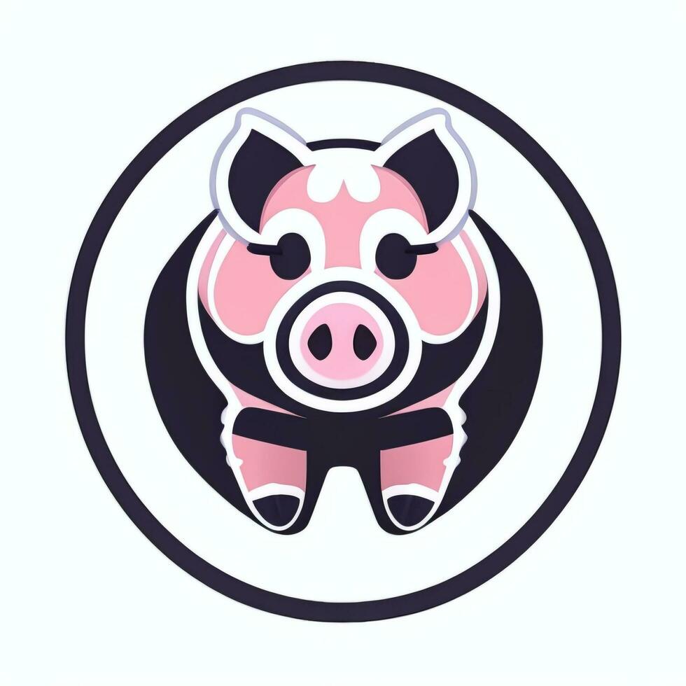 AI generated Pig Icon Avatar Gamer Clip Art Sticker Decoration Simple Background photo