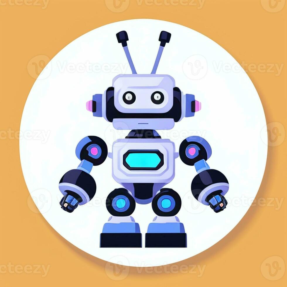 AI generated Cute Toy Robot Avatar Gamer Clip Art Sticker Decoration Simple Background photo