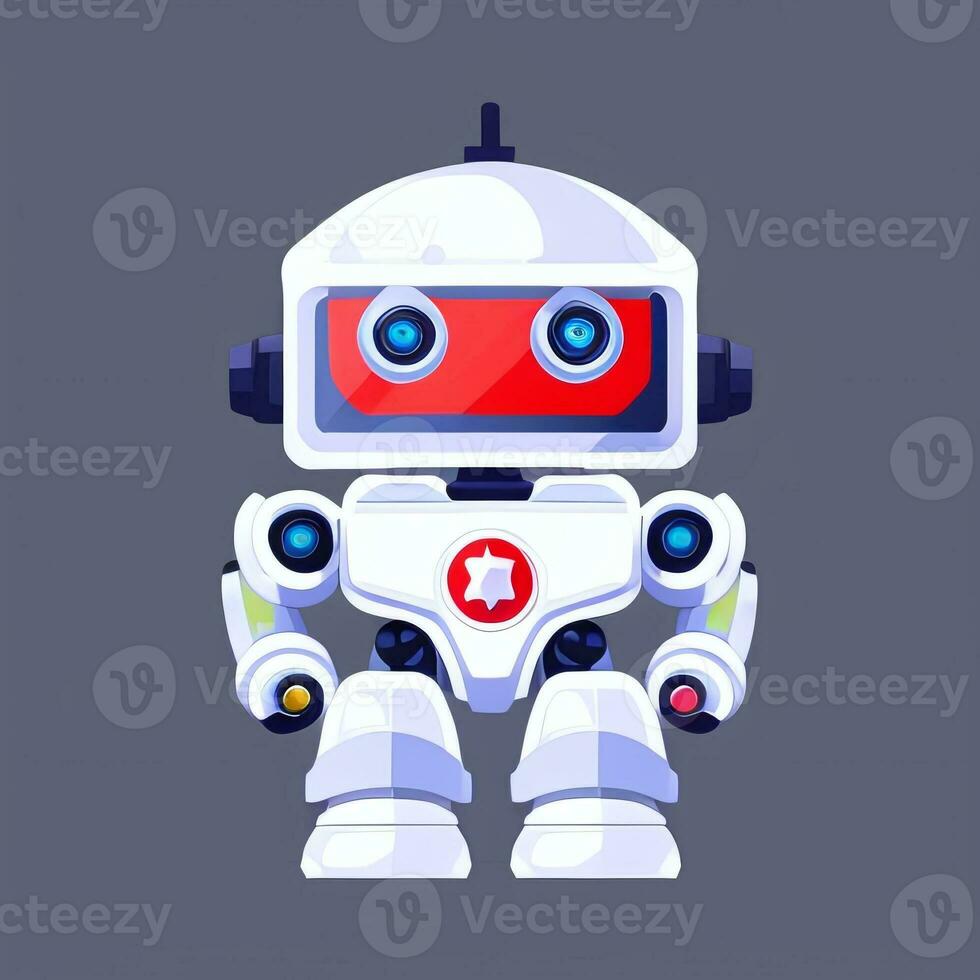 AI generated Cute Toy Robot Avatar Gamer Clip Art Sticker Decoration Simple Background photo