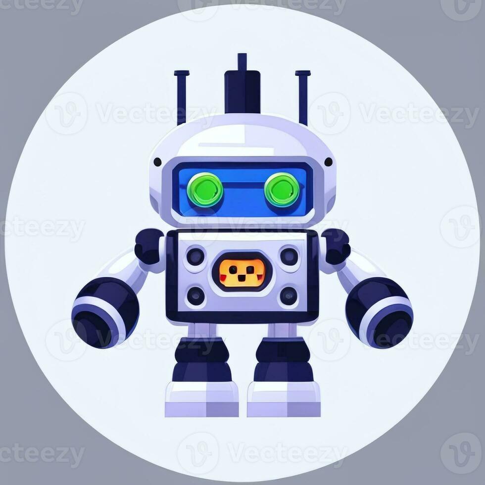 AI generated Cute Toy Robot Avatar Gamer Clip Art Sticker Decoration Simple Background photo