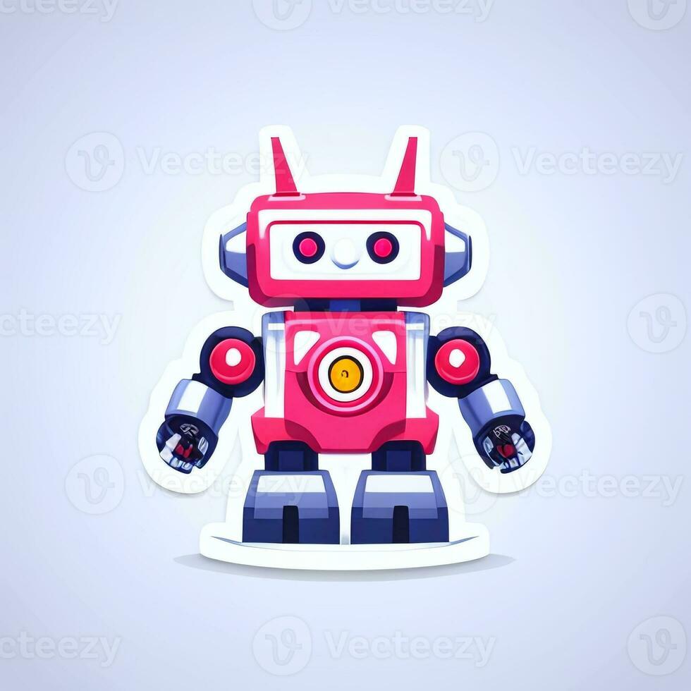 AI generated Cute Toy Robot Avatar Gamer Clip Art Sticker Decoration Simple Background photo