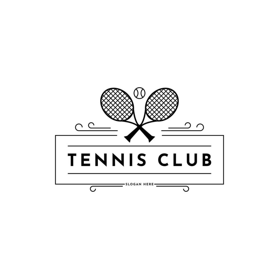 Vintage retro tennis ball club logo design ideas vector