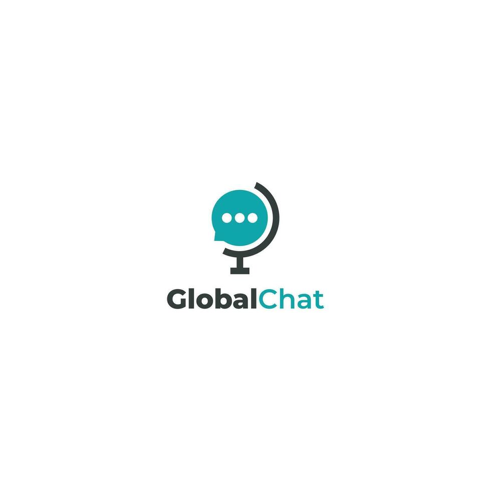 Global chat logo design on isolated background vector