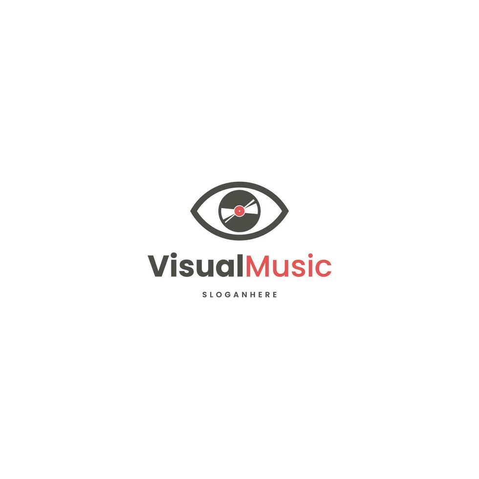 visual música logo diseño, ojo combinar con casete logo concepto vector