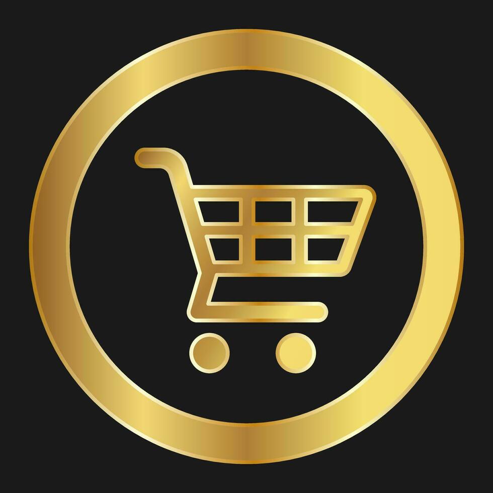 Shopping cart simple isolated gold icon for apps and websites vector