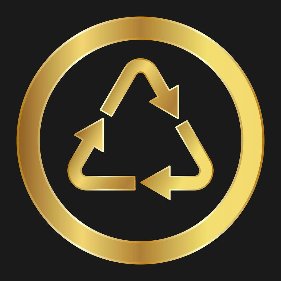 Recyclable plastic Simple gold icon on product packaging and box vector