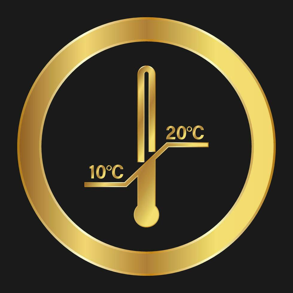 Temperature conditions Gold icon on product packaging and box vector