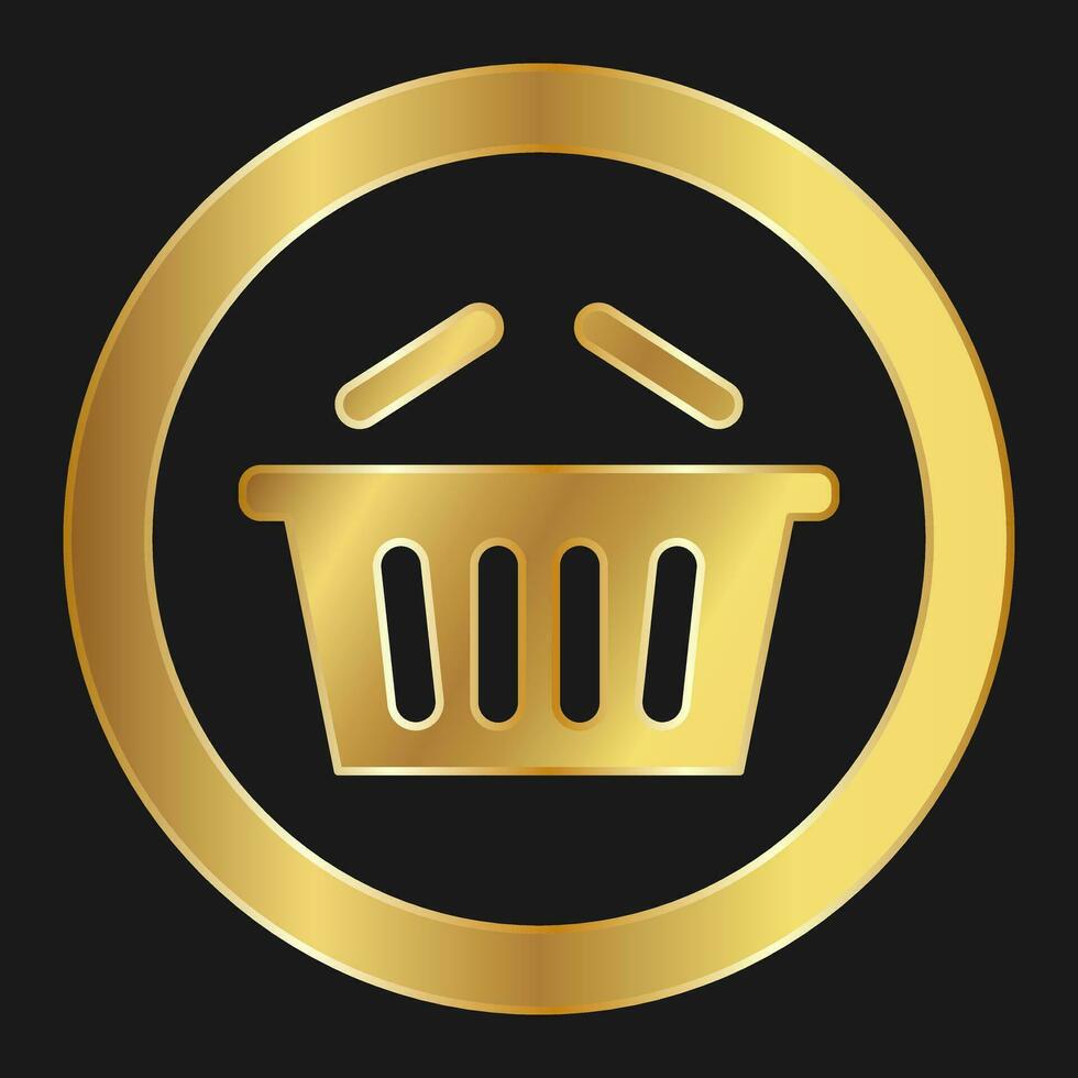 Shopping basket simple gold icon for apps and websites vector