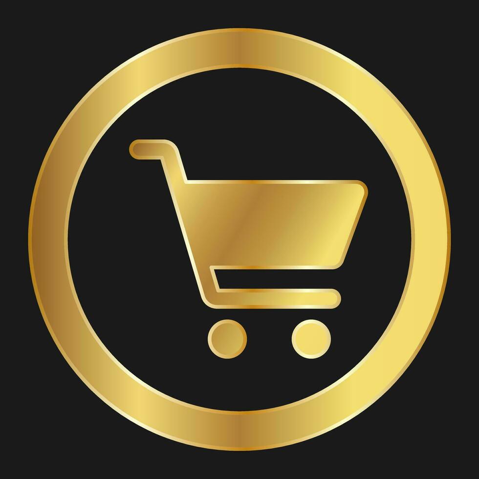 Shopping cart simple isolated gold icon for apps and websites vector