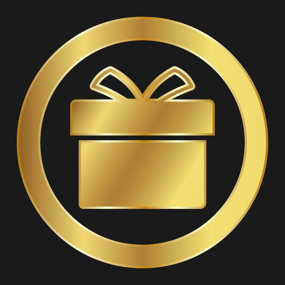 Shopping gift box simple gold icon for apps and websites vector