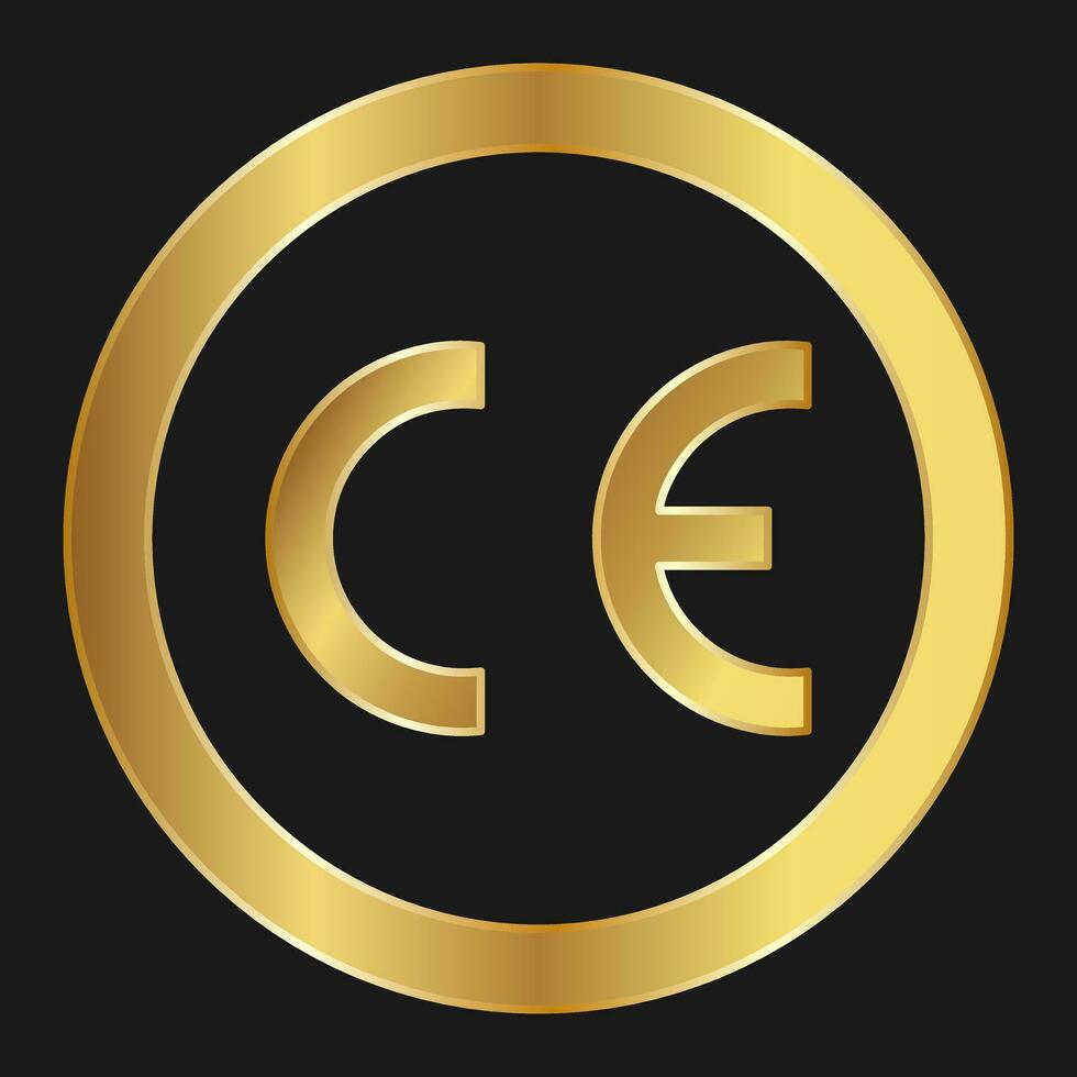 CE mark Conformate Europeene Simple gold icon on product packaging and box vector