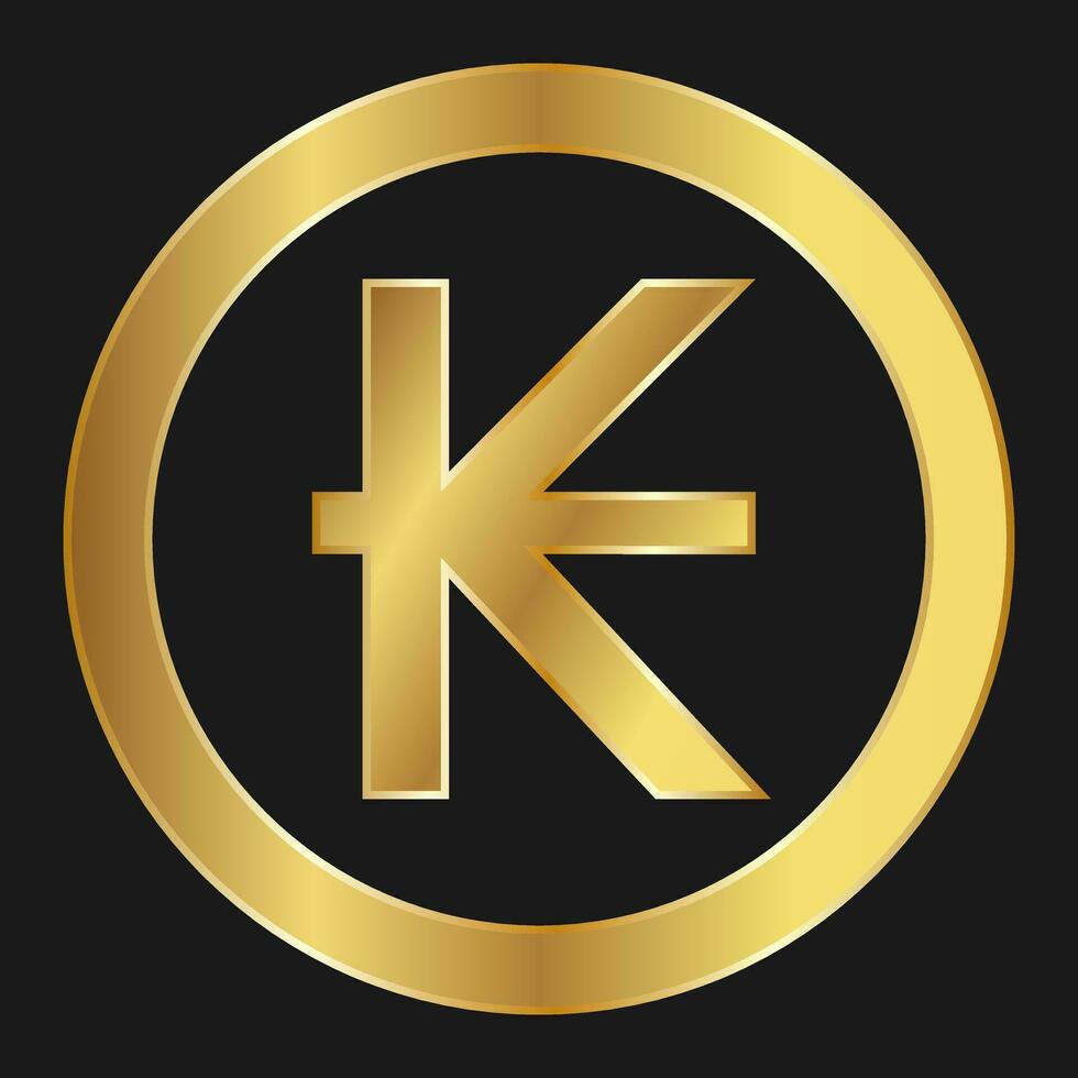 Gold icon of Kip Concept of internet web currency vector