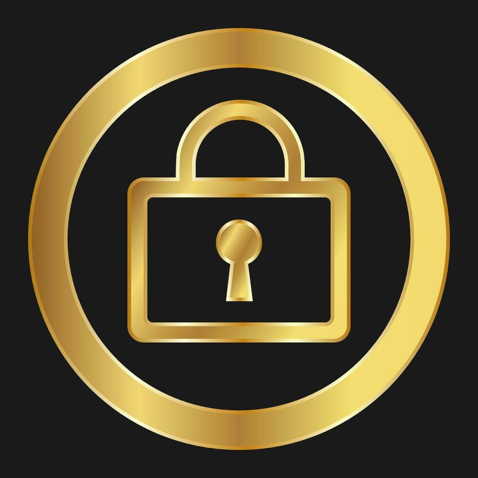 Lock simple gold icon for apps and websites isolated on white background vector