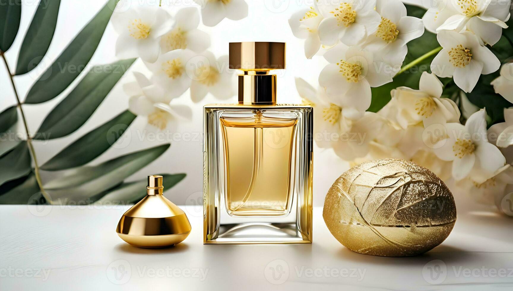 AI generated Bottle of perfume. photo