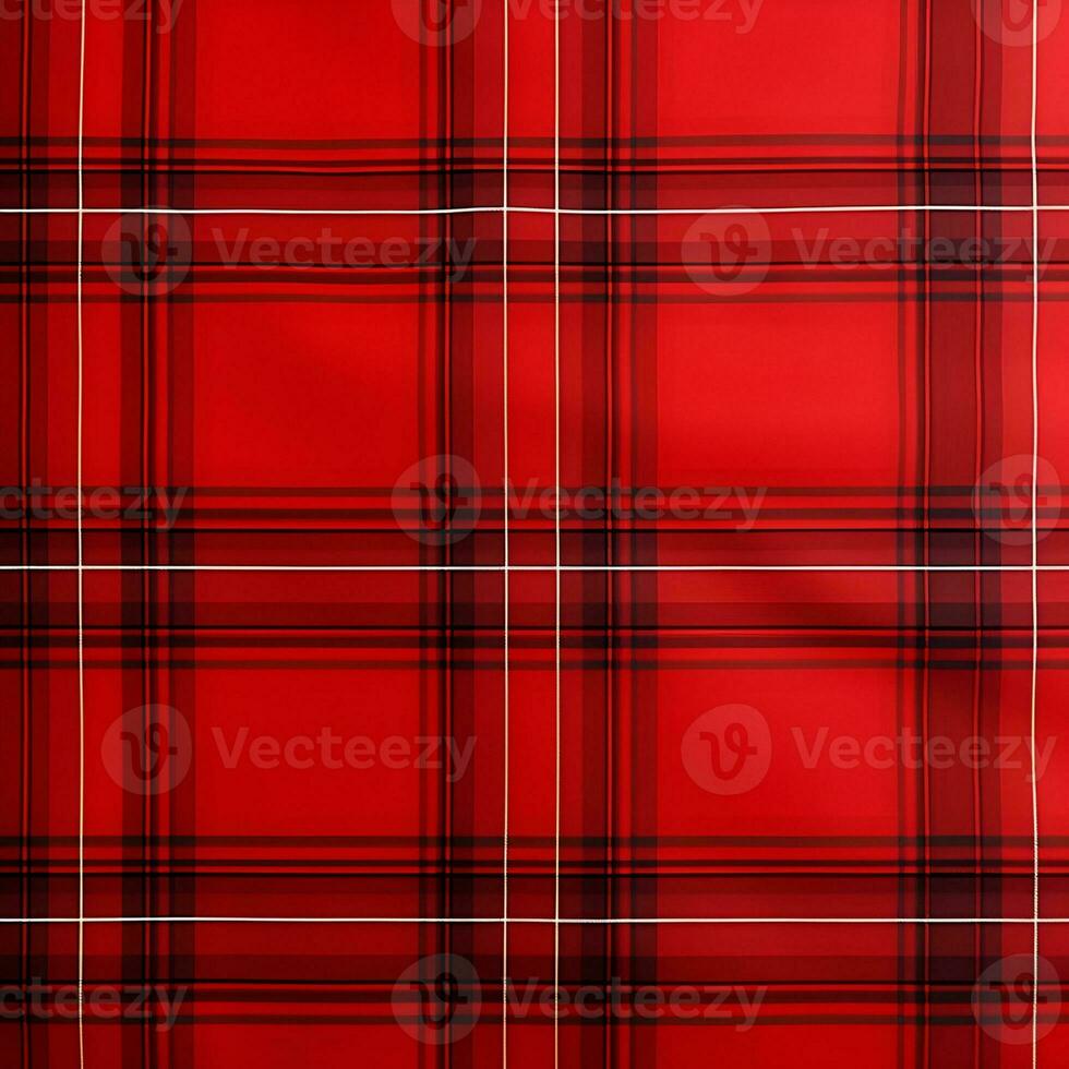 AI generated red plaid tartan background. seamless fabric texture. photo